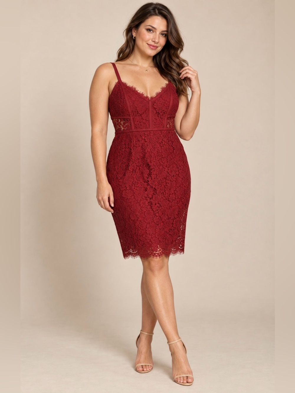 NWT Express Women’s Size 10 Red Lace Corset Sheath Cocktail Dress